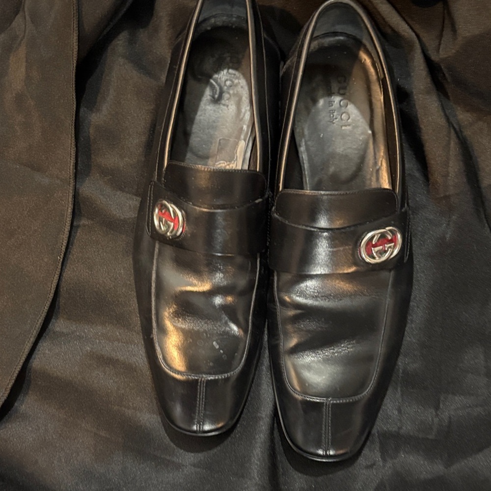 Gucci Men's Black Leather Slip-On Loafers
